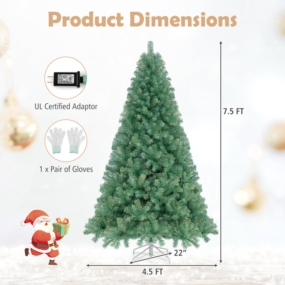 Pre-Lit Tinsel Christmas Tree Artificial Xmas Tree Home Office Party Seasonal Holiday Decoration-M view 4