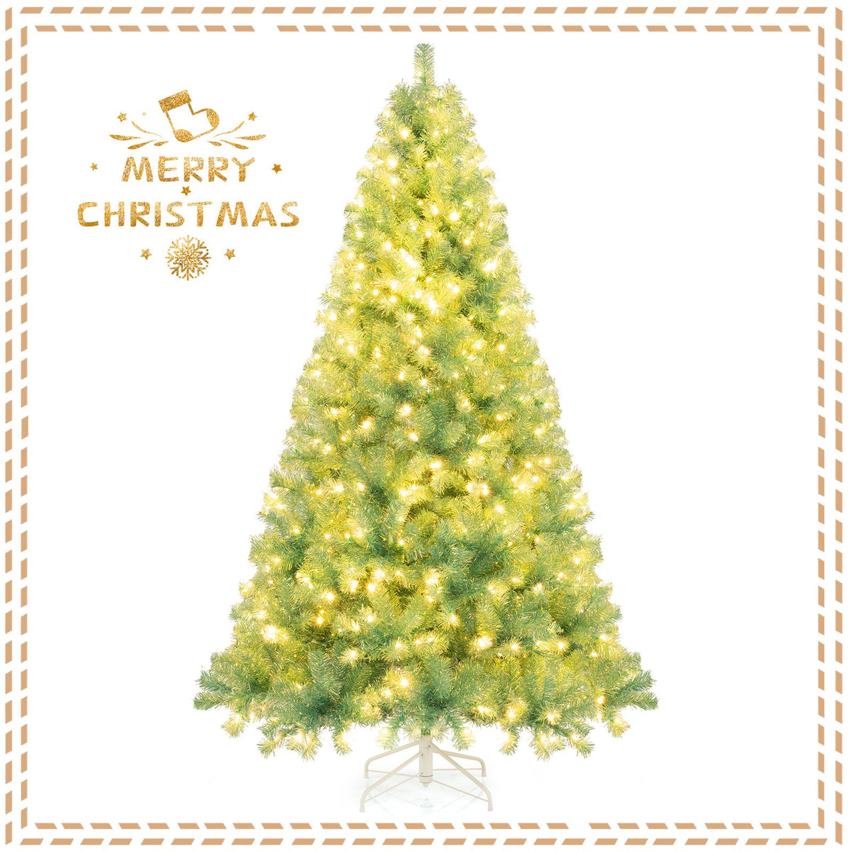 Pre-Lit Tinsel Christmas Tree Artificial Xmas Tree Home Office Party Seasonal Holiday Decoration-M view 5