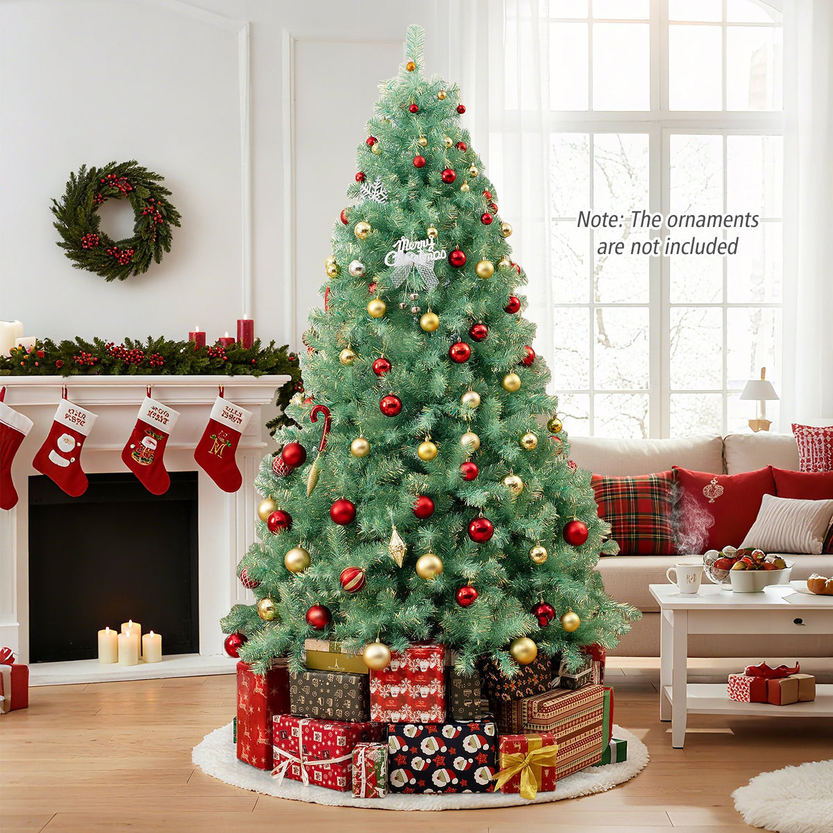 Pre-Lit Tinsel Christmas Tree Artificial Xmas Tree Home Office Party Seasonal Holiday Decoration-M view 6