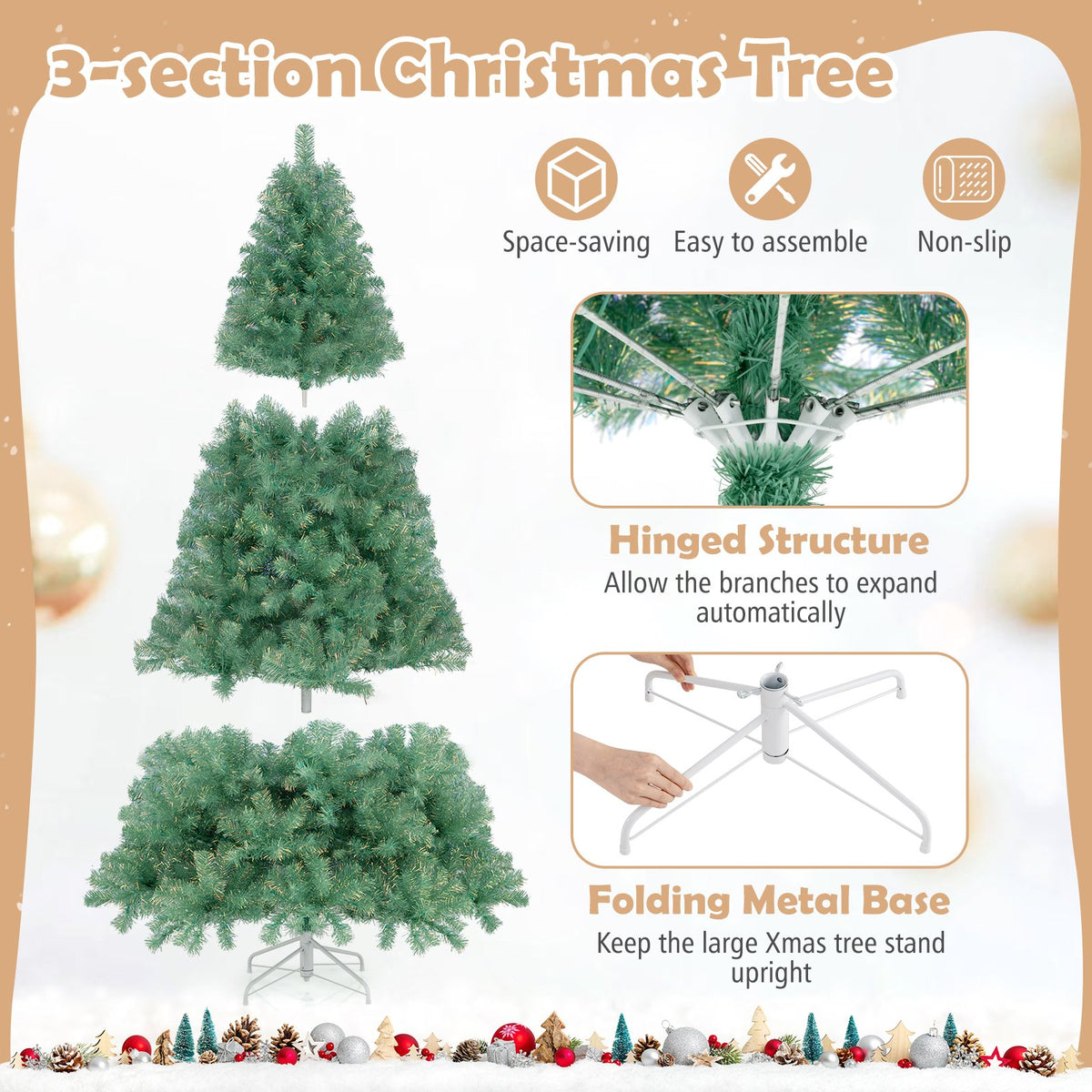 Pre-Lit Tinsel Christmas Tree Artificial Xmas Tree Home Office Party Seasonal Holiday Decoration-M view 9