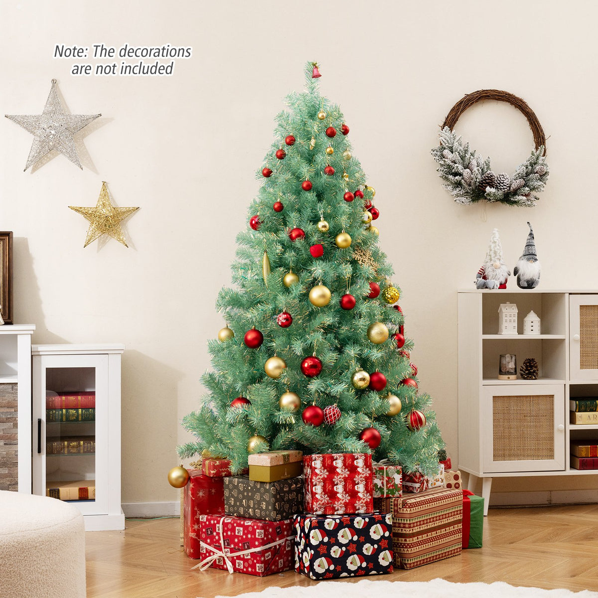 Pre-Lit Tinsel Christmas Tree Artificial Xmas Tree Home Office Party Seasonal Holiday Decoration-S view 3