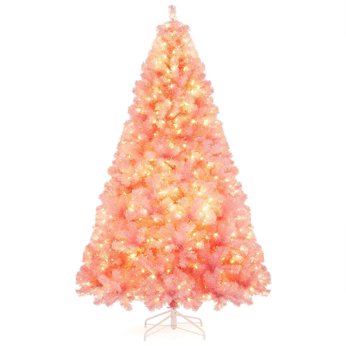 Pre-Lit Tinsel Christmas Tree Artificial Xmas Tree with Lush Branch Tips Holiday Decoration-7.5ft