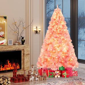 Pre-Lit Tinsel Christmas Tree Artificial Xmas Tree with Lush Branch Tips Holiday Decoration-7.5ft view 2