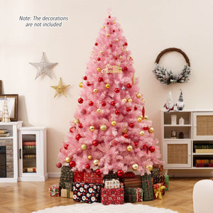 Pre-Lit Tinsel Christmas Tree Artificial Xmas Tree with Lush Branch Tips Holiday Decoration-7.5ft view 3