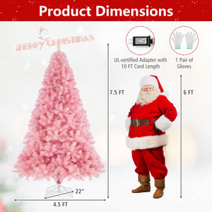 Pre-Lit Tinsel Christmas Tree Artificial Xmas Tree with Lush Branch Tips Holiday Decoration-7.5ft view 5