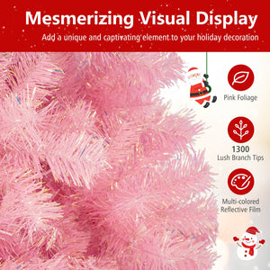 Pre-Lit Tinsel Christmas Tree Artificial Xmas Tree with Lush Branch Tips Holiday Decoration-7.5ft view 7