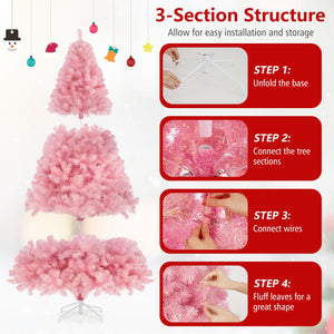 Pre-Lit Tinsel Christmas Tree Artificial Xmas Tree with Lush Branch Tips Holiday Decoration-7.5ft view 9