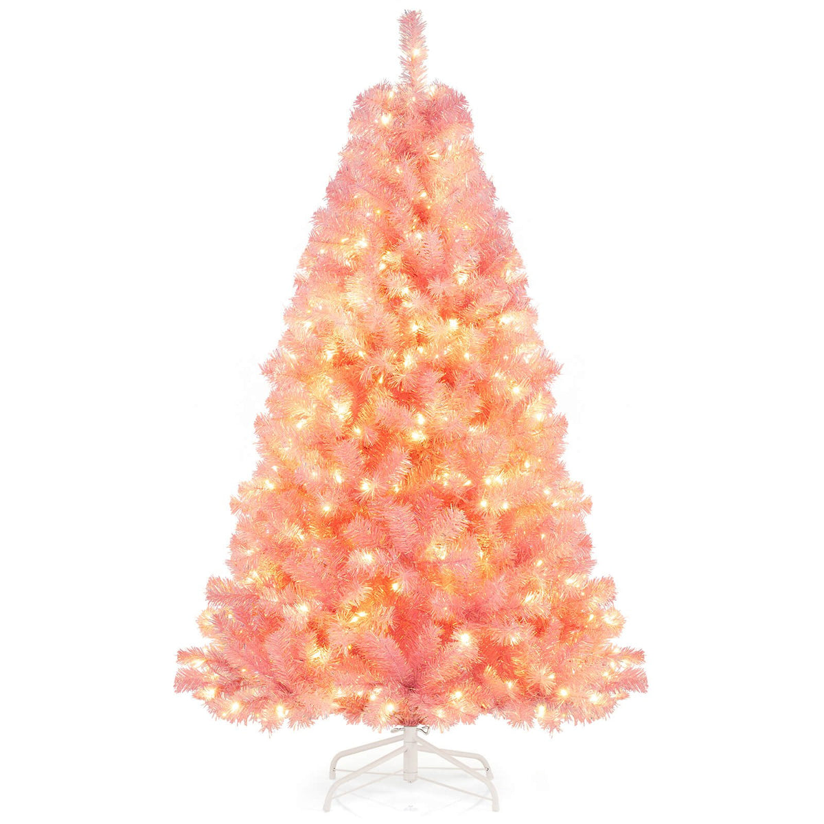Pre-Lit Tinsel Christmas Tree Artificial Xmas Tree with Lush Branch Tips Holiday Decoration-6ft