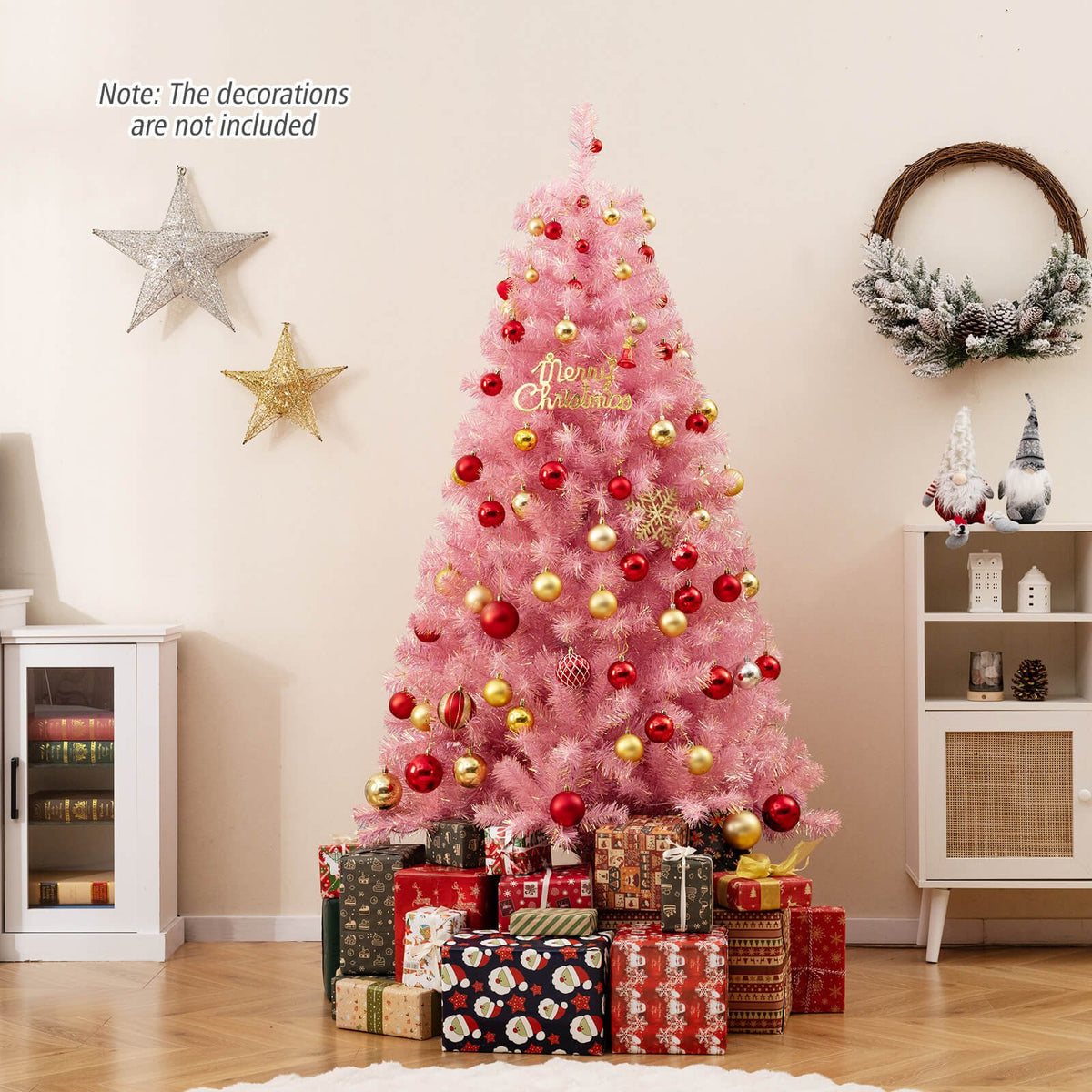 Pre-Lit Tinsel Christmas Tree Artificial Xmas Tree with Lush Branch Tips Holiday Decoration-6ft view 3