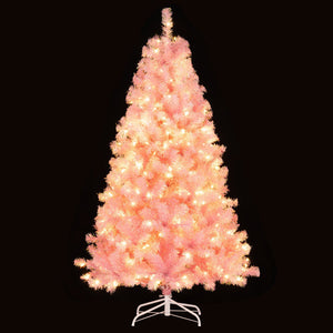Pre-Lit Tinsel Christmas Tree Artificial Xmas Tree with Lush Branch Tips Holiday Decoration-6ft view 4