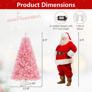 Pre-Lit Tinsel Christmas Tree Artificial Xmas Tree with Lush Branch Tips Holiday Decoration-6ft view 5
