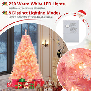 Pre-Lit Tinsel Christmas Tree Artificial Xmas Tree with Lush Branch Tips Holiday Decoration-6ft view 8