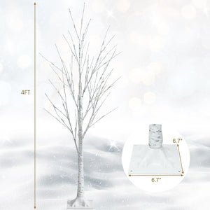 Pre-lit White Twig Birch Tree for Christmas Holiday with LED Lights-4 ft view 4