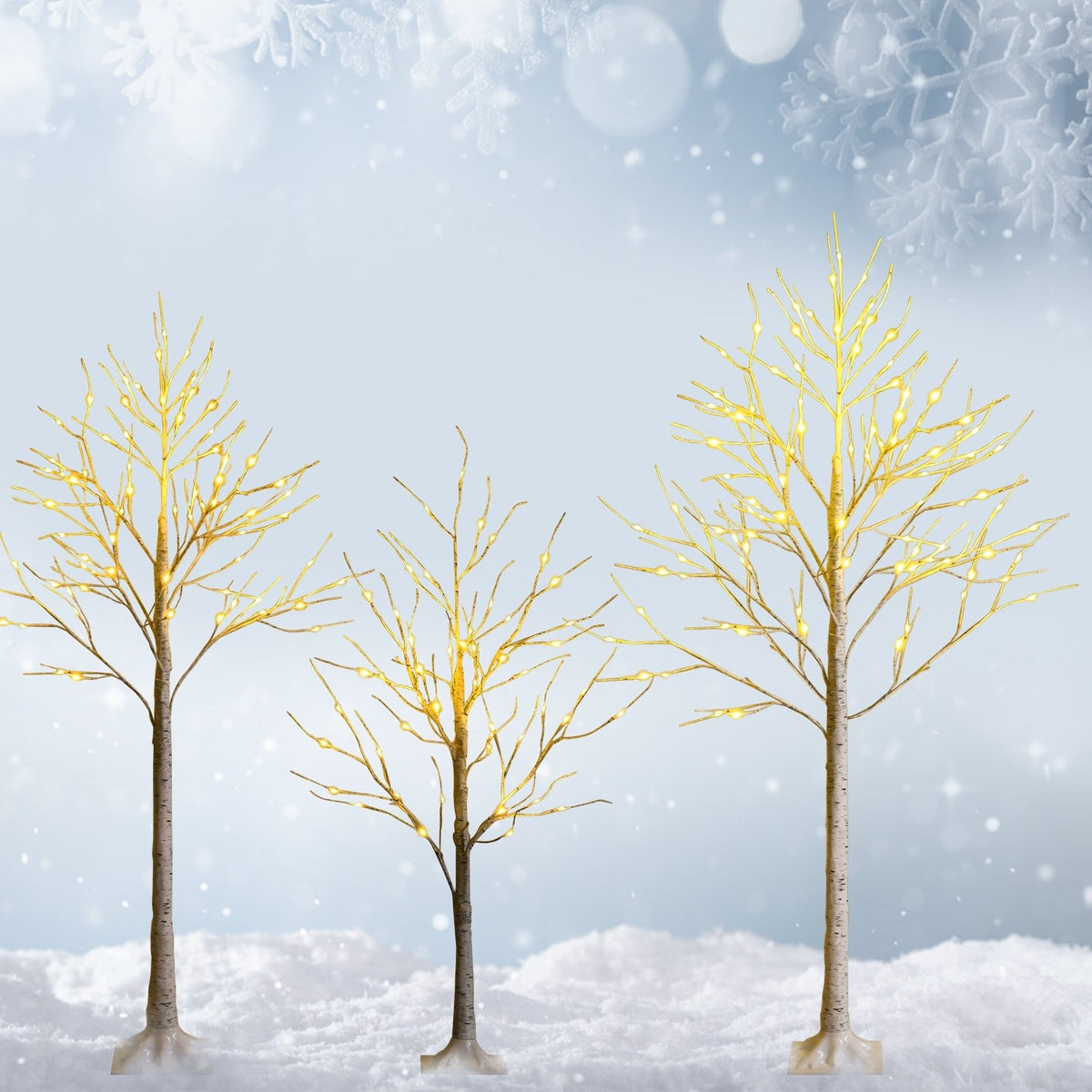 Pre-lit White Twig Birch Tree for Christmas Holiday with LED Lights-4 ft view 5