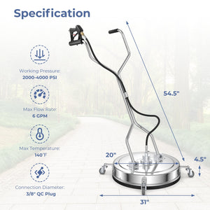 Pressure Washer Surface Cleaner Power Cleaner Attachment with Casters view 3