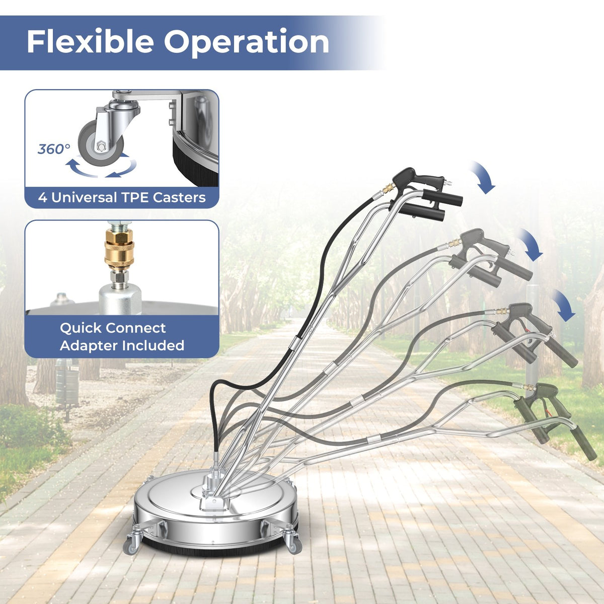 Pressure Washer Surface Cleaner Power Cleaner Attachment with Casters view 9