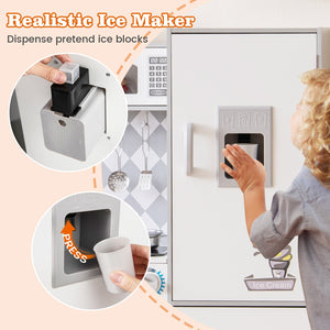 Pretend Play Kitchen for Kids Aged 3+ with Real Sounds and Lights-White view 8