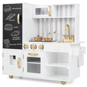 Pretend Play Kitchen for Kids with Real Sounds and Lights-White view 4