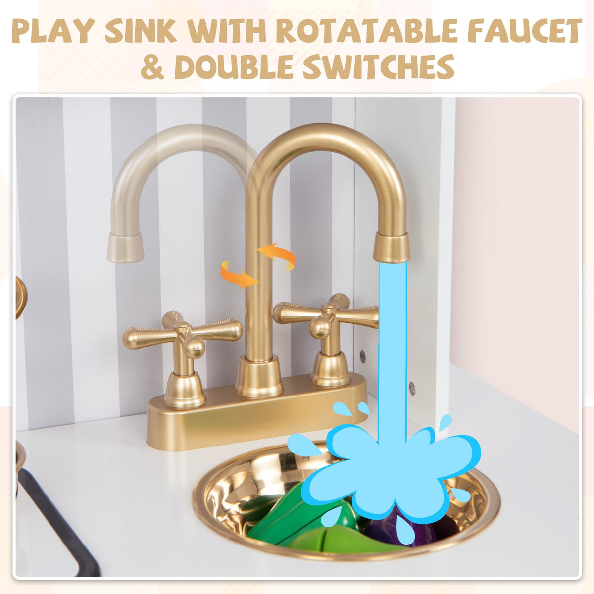 Pretend Play Kitchen for Kids with Real Sounds and Lights-White view 8