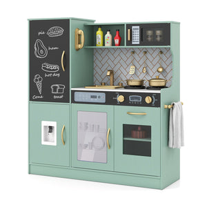Pretend Play Kitchen with Utensils for Kids Aged 3+-Green view 4