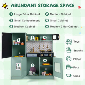 Pretend Play Kitchen with Utensils for Kids Aged 3+-Green view 9