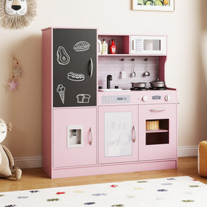 Pretend Play Kitchen with Utensils for Kids Aged 3+-Pink view 3