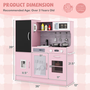 Pretend Play Kitchen with Utensils for Kids Aged 3+-Pink view 5