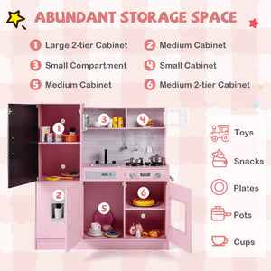 Pretend Play Kitchen with Utensils for Kids Aged 3+-Pink view 6
