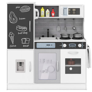 Pretend Play Kitchen with Utensils for Kids Aged 3+-Silver