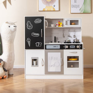 Pretend Play Kitchen with Utensils for Kids Aged 3+-Silver view 2