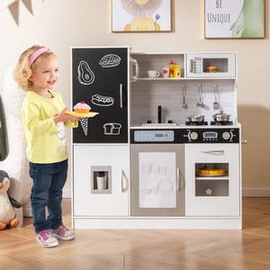 Pretend Play Kitchen with Utensils for Kids Aged 3+-Silver view 3