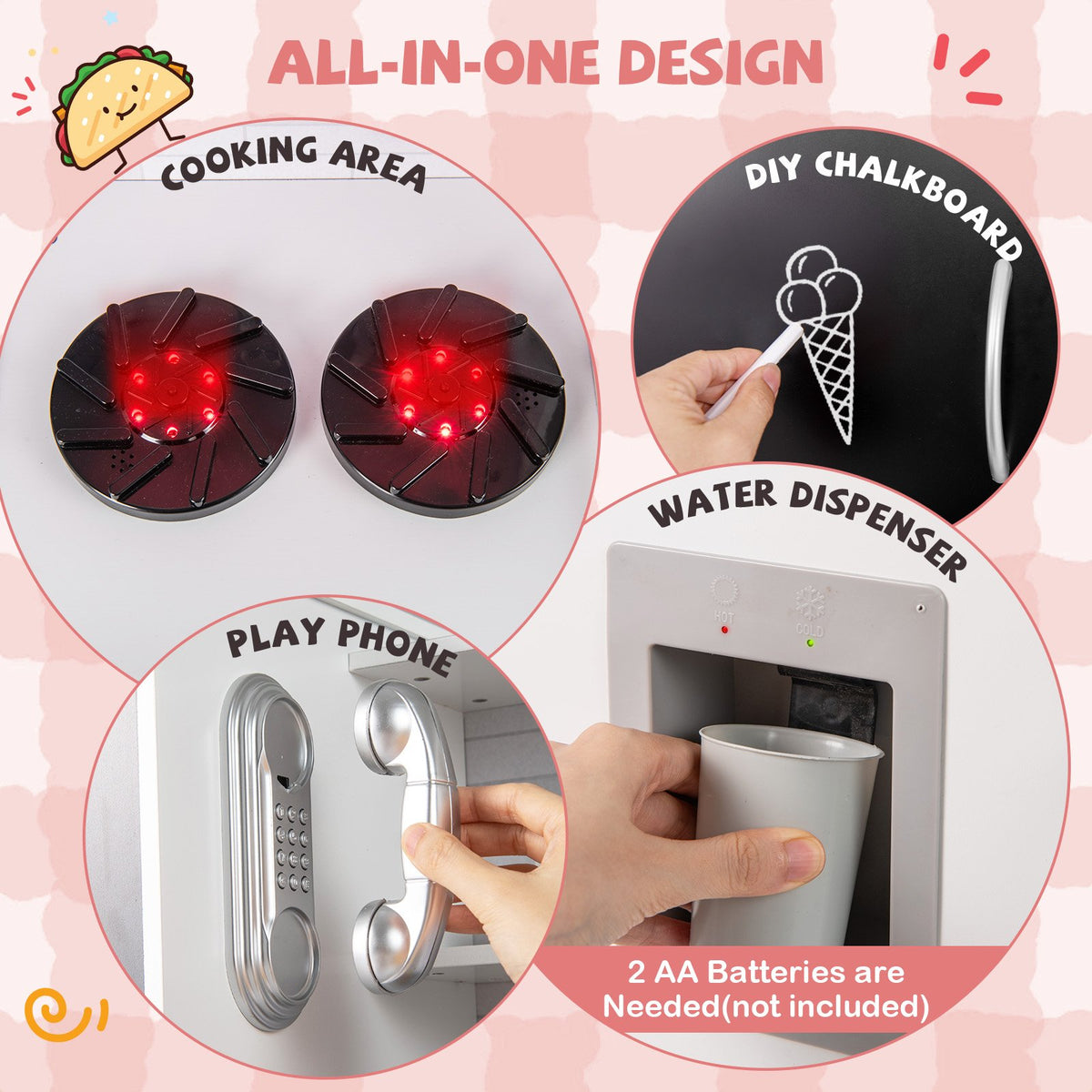 Pretend Play Kitchen with Utensils for Kids Aged 3+-Silver view 8