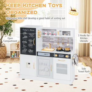 Pretend Play Kitchen with Utensils for Kids Aged 3+-White view 5