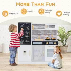 Pretend Play Kitchen with Utensils for Kids Aged 3+-White view 8
