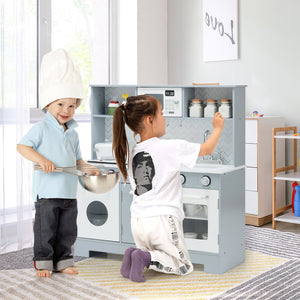 Pretend Play Kitchen Wooden Toy Set for Kids with Realistic Light and Sound view 2