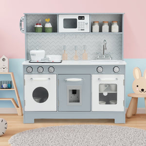 Pretend Play Kitchen Wooden Toy Set for Kids with Realistic Light and Sound view 3