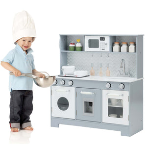 Pretend Play Kitchen Wooden Toy Set for Kids with Realistic Light and Sound view 4