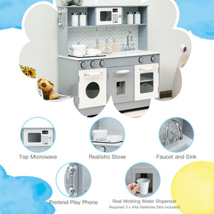 Pretend Play Kitchen Wooden Toy Set for Kids with Realistic Light and Sound view 7