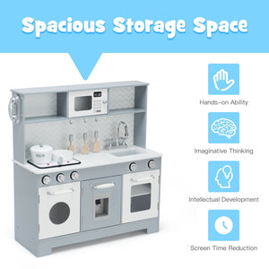 Pretend Play Kitchen Wooden Toy Set for Kids with Realistic Light and Sound view 9