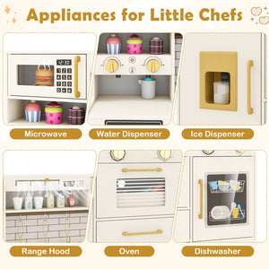 Pretend Toy Kitchen Set with Stoves and Water Dispenser-Beige view 7