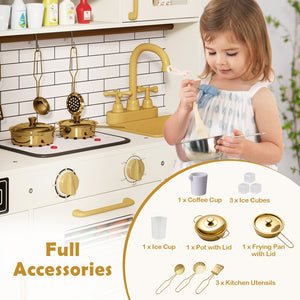 Pretend Toy Kitchen Set with Stoves and Water Dispenser-Beige view 9
