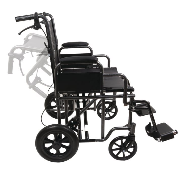 ProBasics TCS221612SV Bariatric Steel Transport Chair, 22" Seat