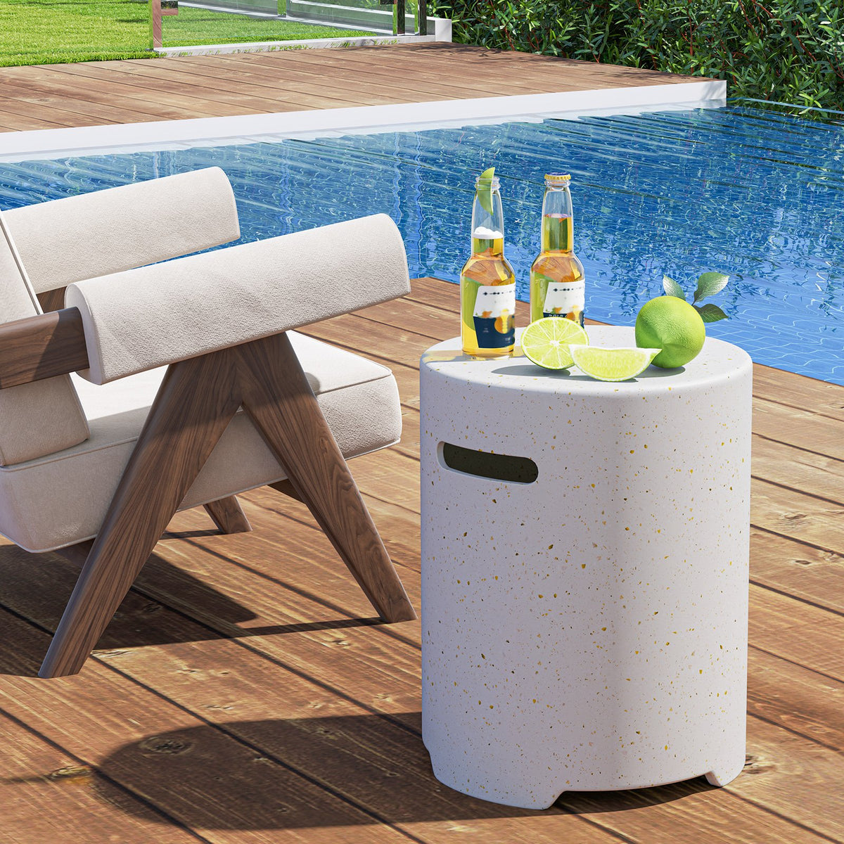 Propane Tank Cover Table with Side Handles and Protective Cover view 2