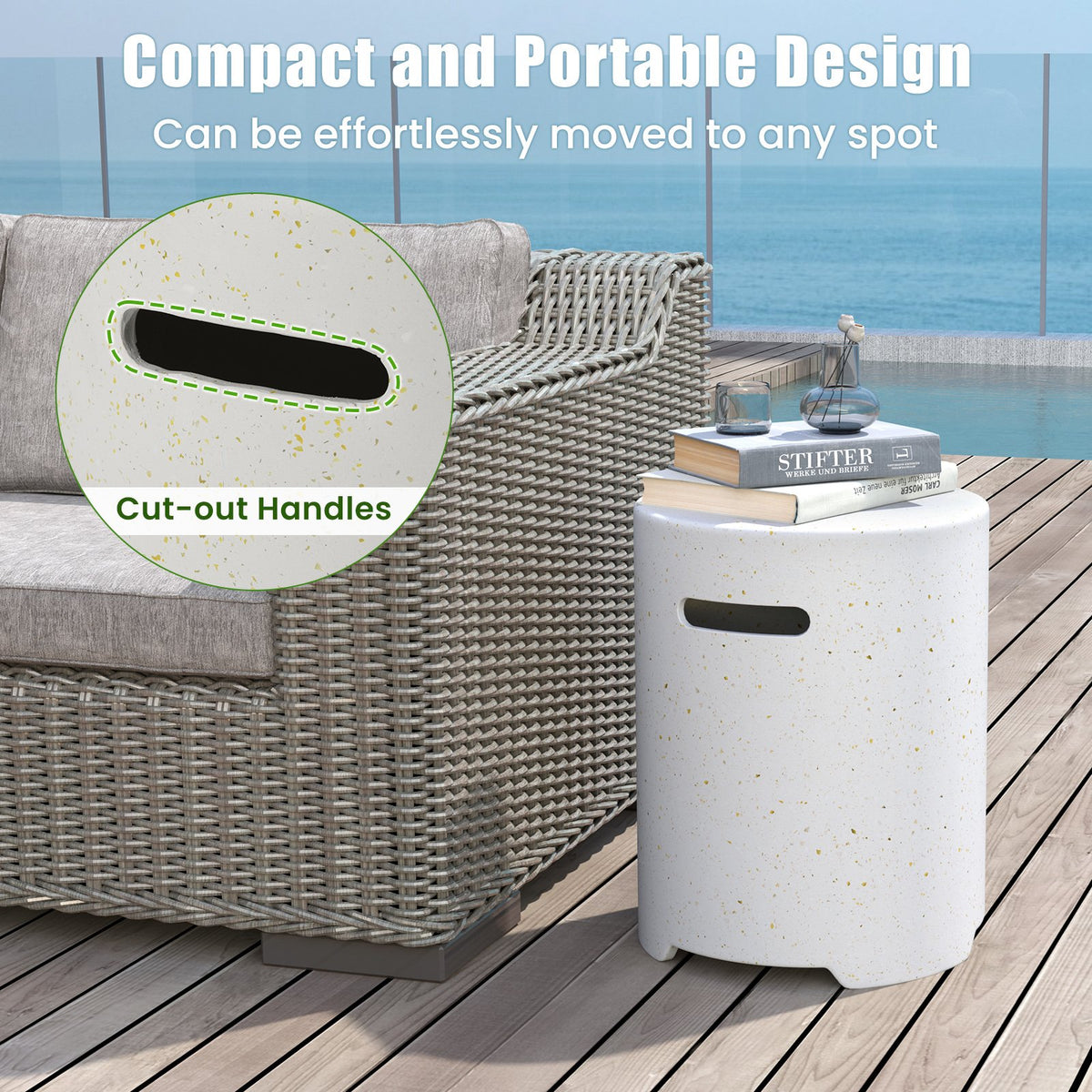 Propane Tank Cover Table with Side Handles and Protective Cover view 7
