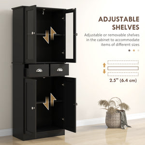 61" Kitchen Pantry Cabinet, Freestanding Farmhouse Buffet Storage Cabinet with Soft Close Glass Doors and – view 5