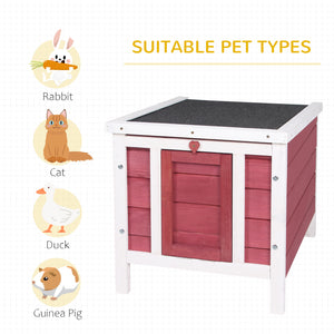 Wooden Rabbit Hutch, Bunny Cage with Waterproof & Openable Asphalt Roof, Outdoor Cat House Guinea Pig Cage Duck Shelter, Indoor Outdoor Use, 20" x 16.5" x 17", Orange
