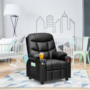 Kids Recliner Chair with Cup Holder and Footrest for Children-Black view 7
