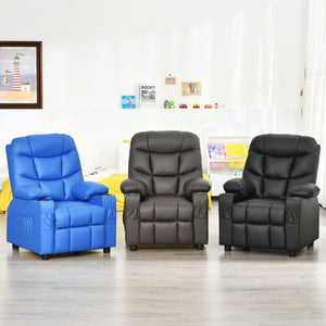Kids Recliner Chair with Cup Holder and Footrest for Children-Blue view 2