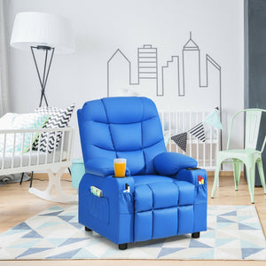 Kids Recliner Chair with Cup Holder and Footrest for Children-Blue view 5