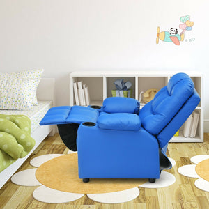 Kids Recliner Chair with Cup Holder and Footrest for Children-Blue view 7